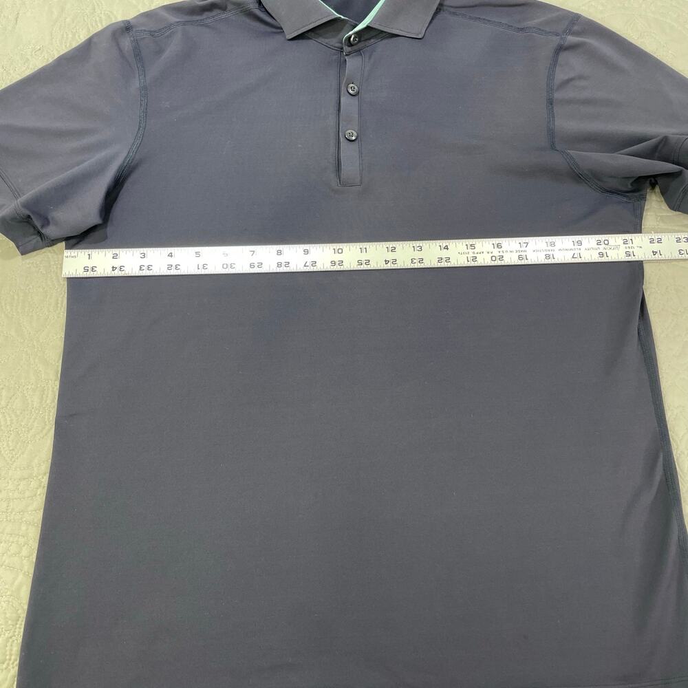 Lululemon Shirt Mens Medium Blue Golf Polo‎ Solid Performance Tech Active - Picture 5 of 5